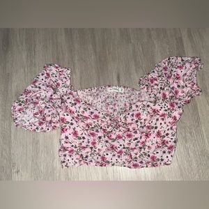 Pink flower cropped top